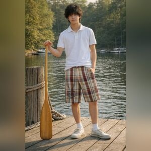 🩳 Abercrombie & Fitch Boys Plaid Bermuda Shorts 16